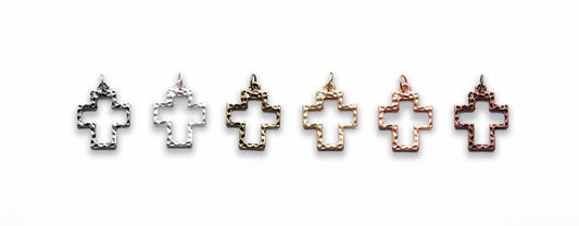 Small Zinc Alloy Matt Rose, Gold, Silver, Gold Plated, Burnish Gold, Silver, Copper Cross Charm