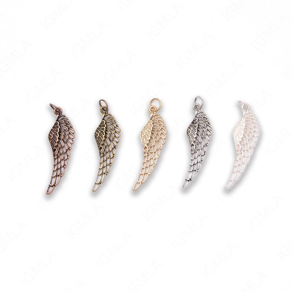 Medium Zinc Alloy Matt Rose, Gold, Silver, Gold Plated, Burnish Gold, Silver, Copper Wing Pendants