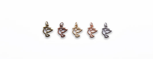 Small Zinc Alloy Matt Rose, Gold, Silver, Gold Plated, Burnish Gold, Silver, Copper Bird Charm