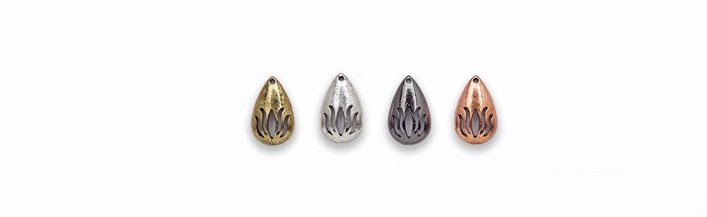 Small Zinc Alloy Burnish Silver, Copper, Gold, Gun Metal Drop Charm