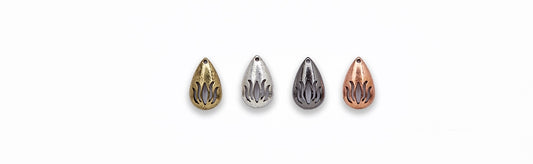 Small Zinc Alloy Burnish Silver, Copper, Gold, Gun Metal Drop Charm