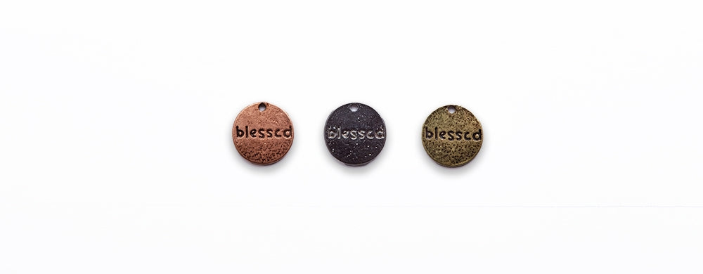 Small Zinc Alloy Burnish Silver, Copper, Gold, Gun Metal Blessed Charm