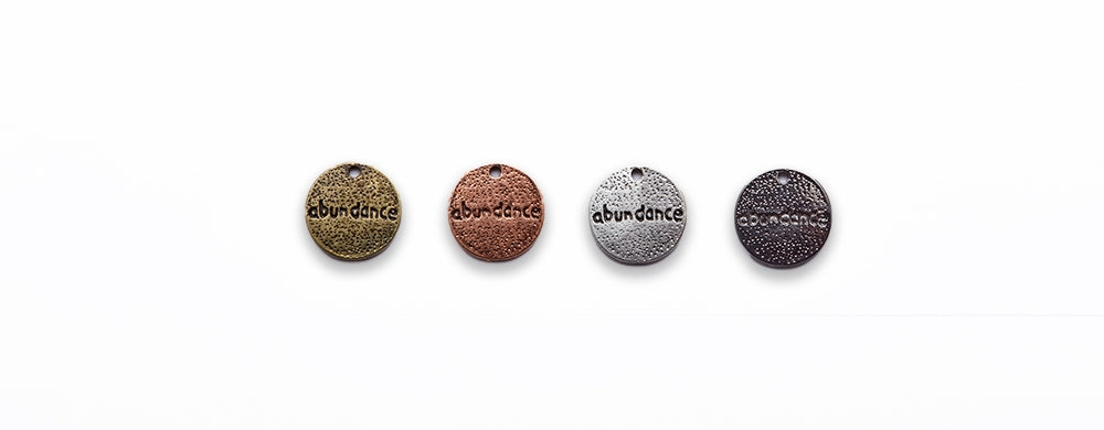 Small Zinc Alloy Burnish silver, Copper, Gold, Gun Metal Abundance Charm