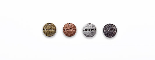 Small Zinc Alloy Burnish silver, Copper, Gold, Gun Metal Abundance Charm
