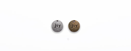 Small Zinc Alloy Burnish Silver, Gold Joy Coin Charm