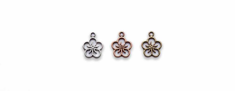 Small Zinc Alloy Burnish Gold, Copper Flower Charm
