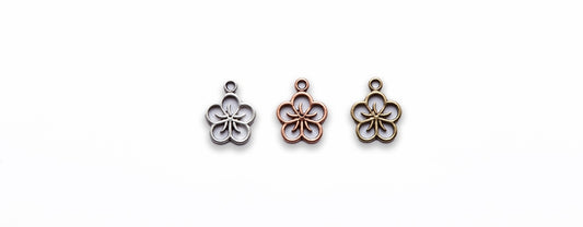 Small Zinc Alloy Burnish Gold, Copper Flower Charm