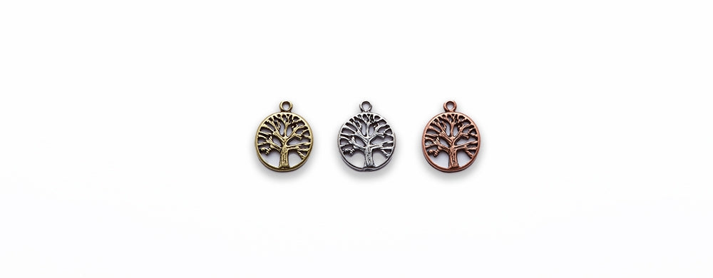 Small Zinc Alloy Burnish Copper, Gold Tree Pendants