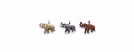 Zinc Alloy Burnish Copper Silver, Matt Gold Elephant Pendants
