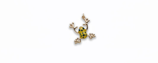 Zinc Alloy Gold Plated w Green Rhinestone Frog Pendants