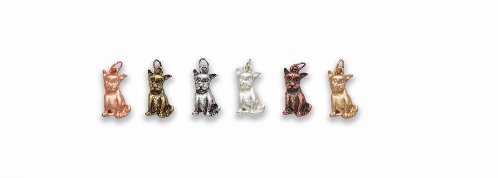 Small Zinc Alloy Matt Rose Gold, Silver, Gold, Burnish Silver, Gold, Copper Dog Charm