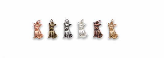 Small Zinc Alloy Matt Rose Gold, Silver, Gold, Burnish Silver, Gold, Copper Dog Charm