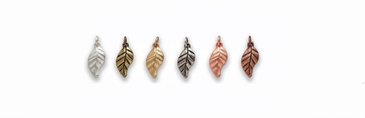Small Zinc Alloy Matt Rose Gold, Silver, Gold, Burnish Silver, Gold, Copper Leaf Charm