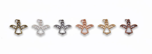 Small Zinc Alloy Matt Rose Gold, Silver, Gold, Burnish Silver, Gold, Copper Angel Charm
