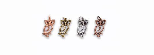 Zinc Alloy Matt Rose Gold, Burnished Gold, Copper, Silver Owl Pendants