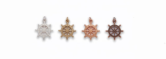Small Zinc Alloy Matt Rose Gold, Silver, Gold, Burnish Copper Helm Charm