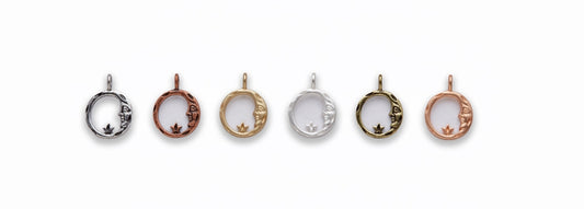 Zinc Alloy Matt Rose Gold, Silver, Gold, Burnish Gold, Silver, Copper Half Moon Circle Charm