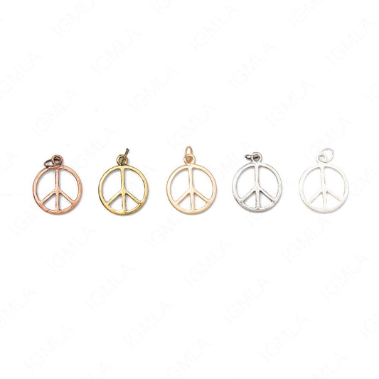 Small Zinc Alloy Matt Rose Gold, Silver, Gold, Burnish Silver, Gold, Copper Peace Circle Charm