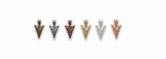 Zinc Alloy Matt Rose Gold, Silver, Gold, Burnish Gold, Silver, Copper Arrowhead Pendants
