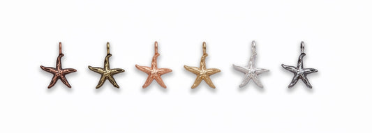 Zinc Alloy Matt Rose Gold, Silver Gold, Burnish Gold, Silver, Copper Star Fish Charm