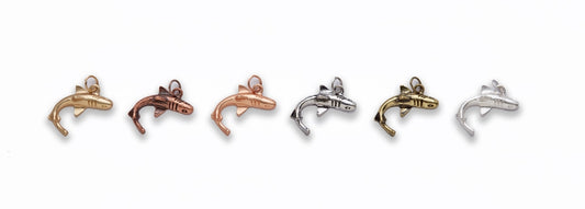 Zinc Alloy Matt Rose Gold, Silver Gold, Burnish Gold, Silver, Copper Shark Charm