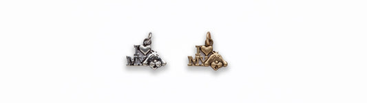 Small Zinc Alloy Matt Ant Gold, Burnish Silver I love my Dog Charm