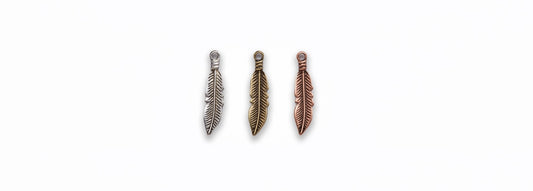 Zinc Alloy Burnish Gold Silver Copper Feather Charm