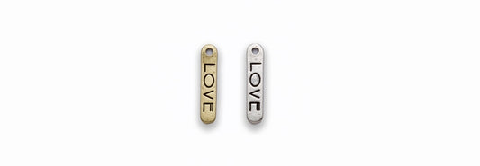 Zinc Alloy Love Burnish Gold Silver Copper Long Oval Charm