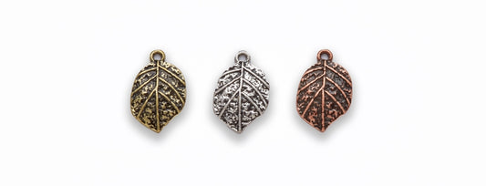 Large Zinc Alloy Burnish Gold Silver Copper Leaf Charm