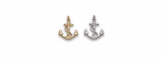 Large Zinc Alloy Rhodium, Gold Plated Anchor Pendants