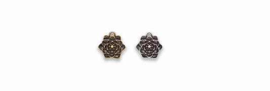Zinc Alloy Burnish Gold, Silver Flower Pendants