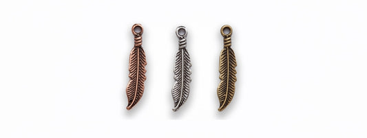 Small Zinc Alloy Burnish Gold, Silver, Copper Leaf Charm