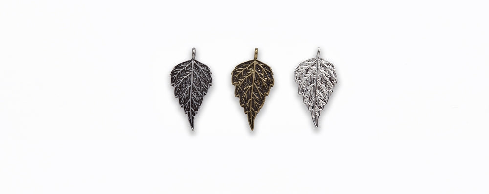 Large Zinc Alloy Shiny Silver, Burnish Gold, Silver Leaf Pendants