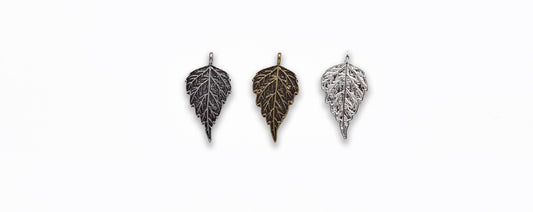 Large Zinc Alloy Shiny Silver, Burnish Gold, Silver Leaf Pendants