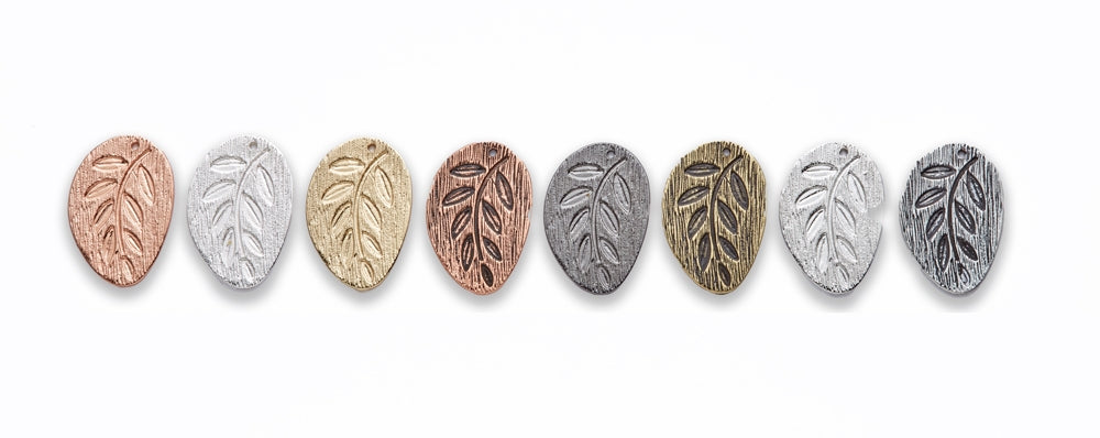 Large Zinc Alloy Leaf Gold, Silver, Rhodium, Copper Plated, Burnish Gold, Silver, Copper, Gun Metal Free Form Pendants