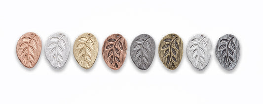 Large Zinc Alloy Leaf Gold, Silver, Rhodium, Copper Plated, Burnish Gold, Silver, Copper, Gun Metal Free Form Pendants