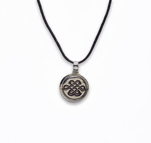 Zinc Alloy With Abalone Rhodium Plated w Black Cord coin Necklace
