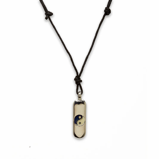 18 inch Zinc Alloy with Mood Stone Rhodium Yin and Yang Necklace