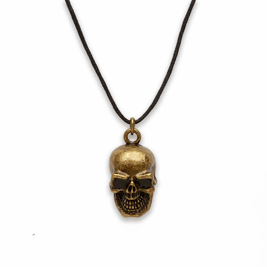 18 inch Zinc Alloy Gold Burnished Tone Skull Necklace
