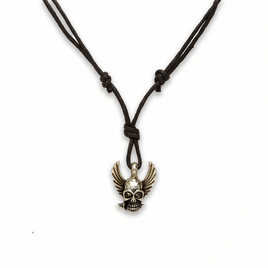 18 inch Zinc Alloy Rhodium Skull Necklace