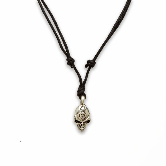 18 inch Zinc Alloy Rhodium Skull Necklace