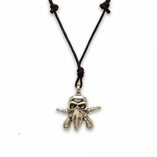 18 inch Zinc Alloy Rhodium Skull Necklace