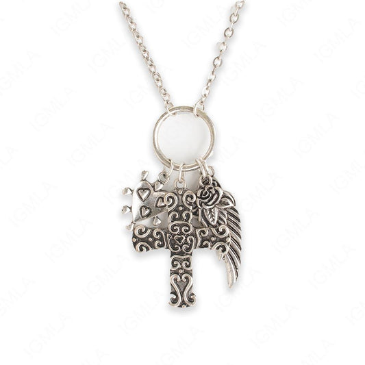 18 inch Zinc Alloy Burnish Silver Tone Assorted Charms Necklace