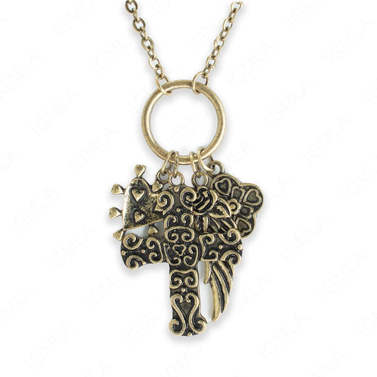 18 inch Zinc Alloy Burnish Gold Tone Assorted Charms Necklace