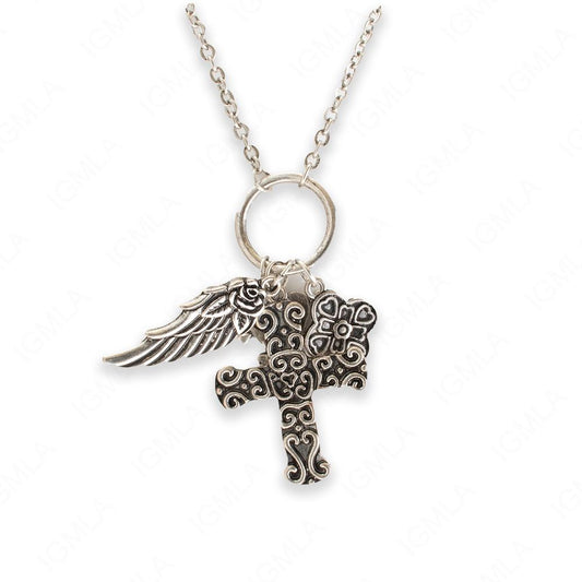 18 inch Zinc Alloy Burnish Silver Tone Assorted Charms Necklace