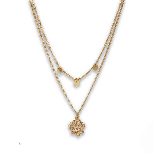 18 inch Zinc Alloy Gold Tone Rose Necklace