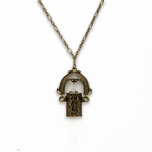 18 inch Zinc Alloy Burnish Gold Tone Double Point Necklace