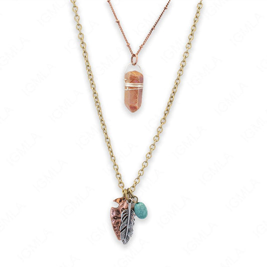 18 inch Zinc Alloy Gold, Copper Tone Point Necklace