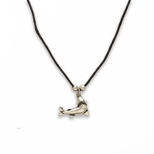 18 inch Zinc Alloy Burnish Silver Tone Shark Necklace