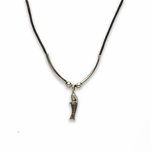 18 inch Zinc Alloy Silver Tone Fish Necklace